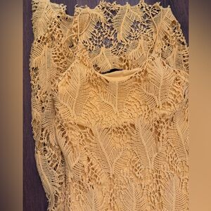 Zara Yellow Mustard Crochet Maxi Dress